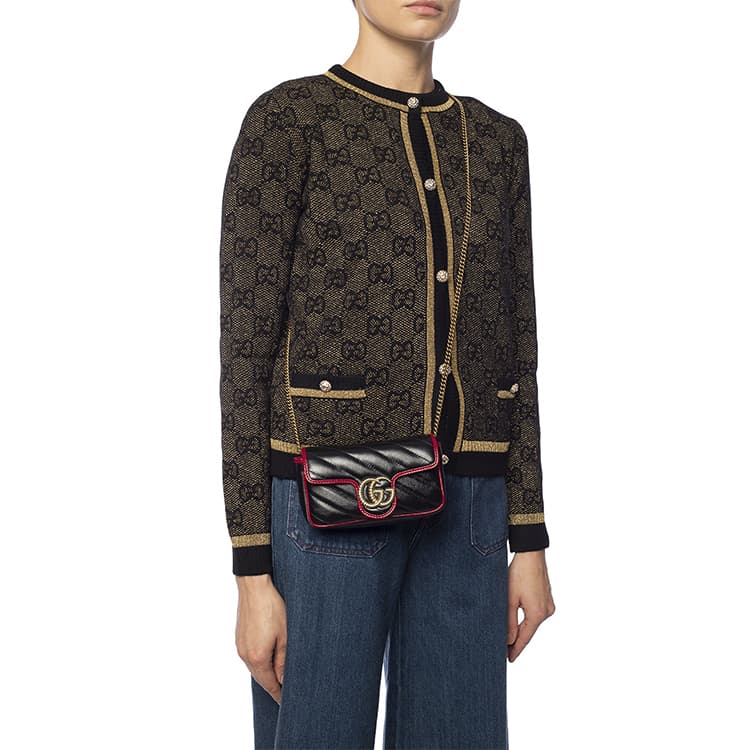 Сумка через плечо Gucci Marmont Mini Black/Red - изображение 6