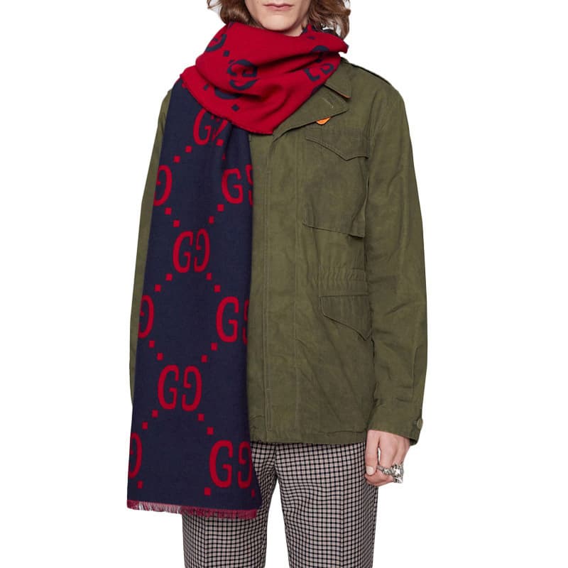 Шарф Gucci GG Jacquard Wool Silk Scarf - изображение 4