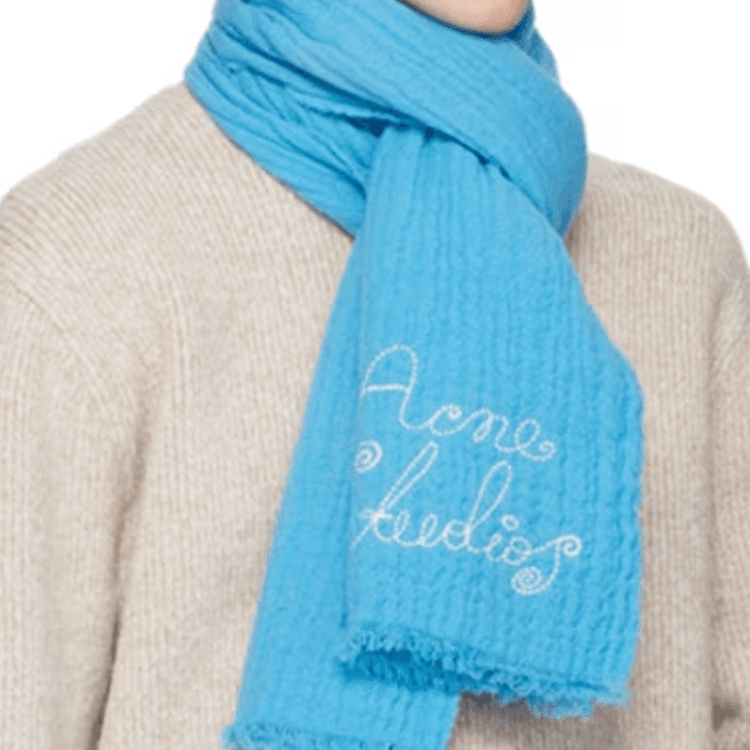 Шарф Acne Studios Шерсть Нейлон Шарфы Унисекс Синий - изображение 3
