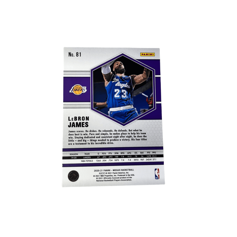 Коллекционные карточки PANINI ЛеБрон Джеймс 2020-2021 Сезон Мозаика Лейкерс Коллекция Мозаик Подлинная Звезда Основа Карта Спортивные Карты - изображение 2