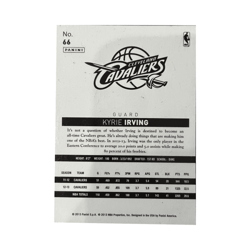 Коллекционные карточки PANINI Knight Team Kyrie Irving Золото Pen Autograph Подпись РАРНАя Спортивная Карты 1 шт - изображение 2