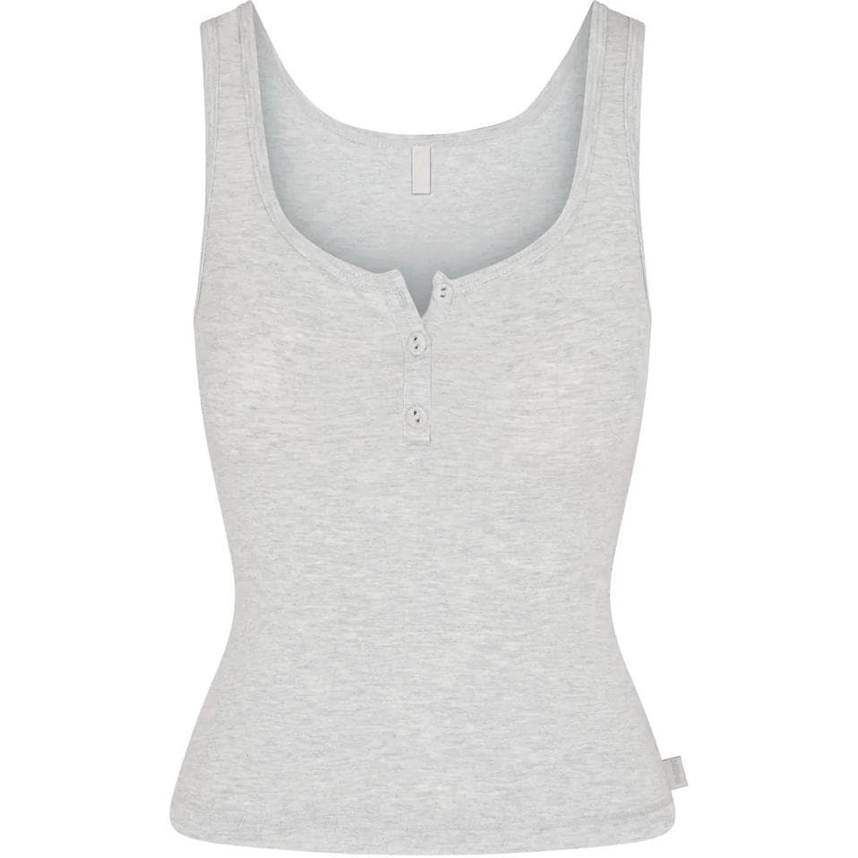 Трусы SKIMS Henley Top для сна Женская Светлый Меланжевый Серый Светлый Серый - изображение 1