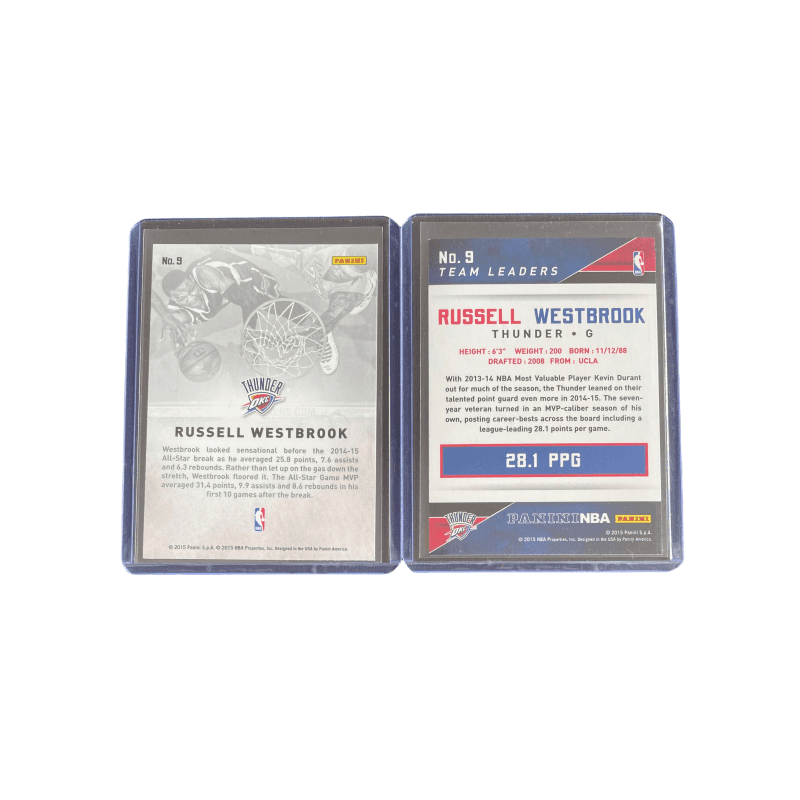 Коллекционные карточки PANINI 2015 PANINI THUNDER Расселл Уэстбрук Тека 2 карточки пройдет через коллекцию спортивных карт 2 шт - изображение 2