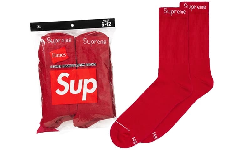 Носки Supreme FW23 Week 1 x Hanes Crew Socks 4 Pack Red - изображение 2
