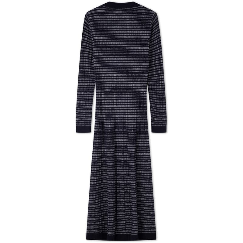 Платье Tommy Hilfiger Длинное платье с длинными рукавами женское темно-синий белый полосы - изображение 2