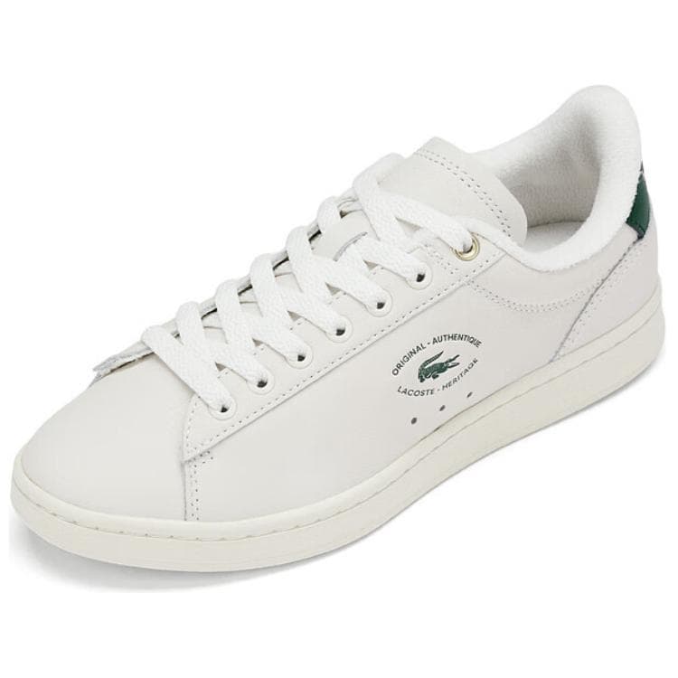 Кроссовки LACOSTE Коровья кожа Противоскользящие Низкие кеды для скейтбординга Женские Экрю Зеленый - изображение 2