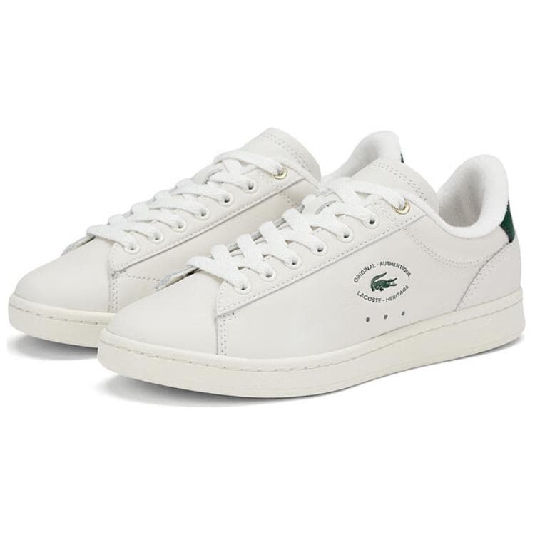Кроссовки LACOSTE Коровья кожа Противоскользящие Низкие кеды для скейтбординга Женские Экрю Зеленый - изображение 3