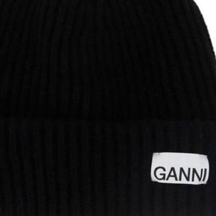 Шапка GANNI Шерсть Нейлон Шапка Женская Черная - изображение 3