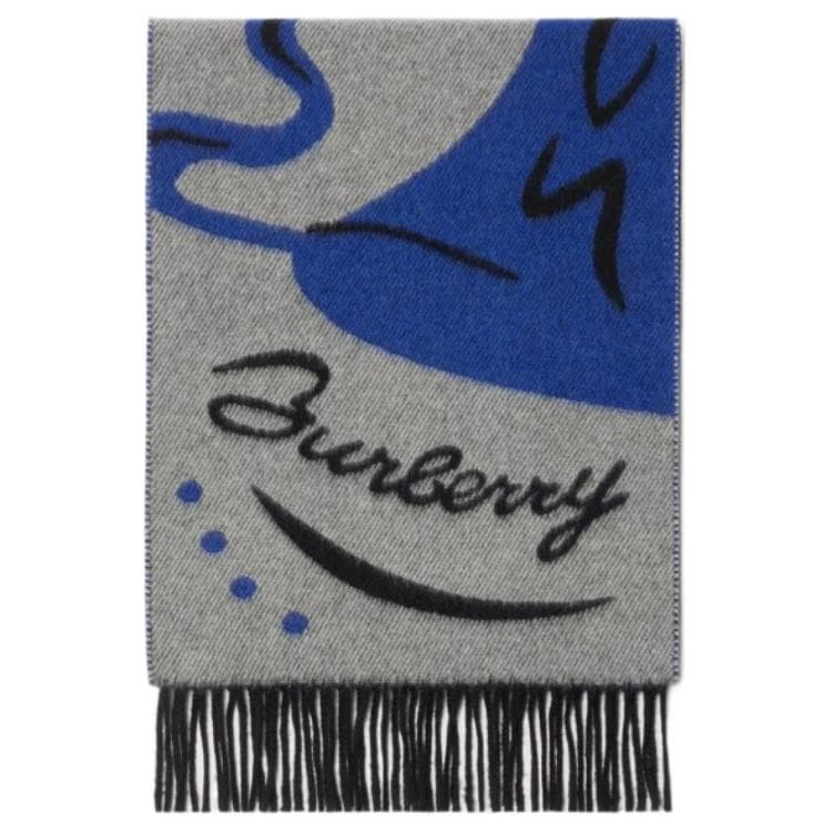 Шарф Burberry Плюш с кольцевым рисунком Knit Scarves Unisex Синий - изображение 3