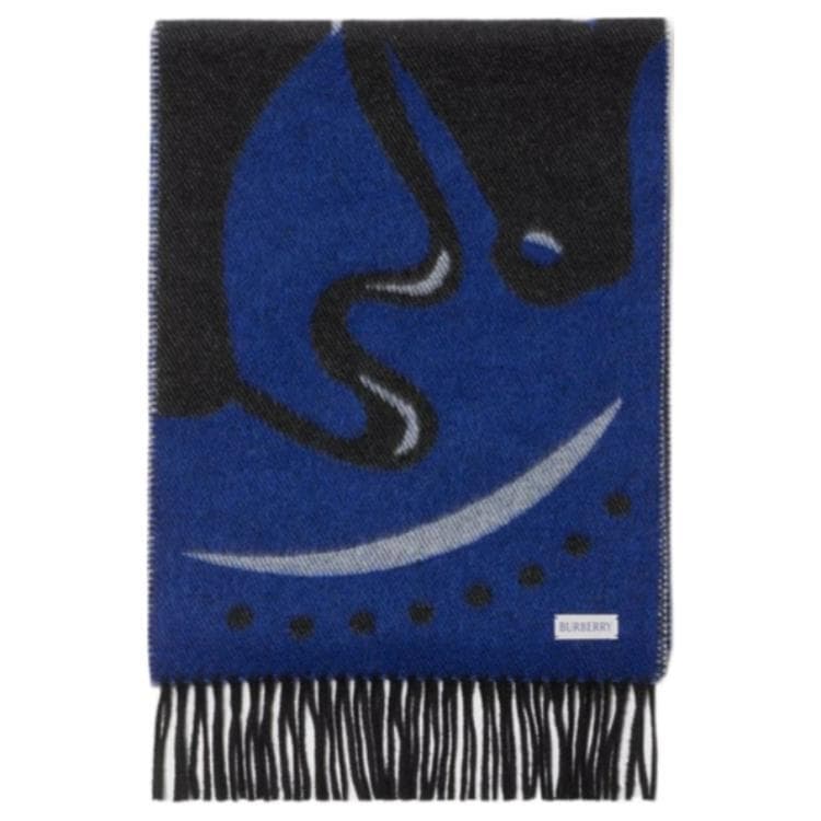 Шарф Burberry Плюш с кольцевым рисунком Knit Scarves Unisex Синий - изображение 2