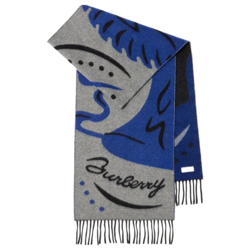 Шарф Burberry Плюш с кольцевым рисунком Knit Scarves Unisex Синий - изображение 1