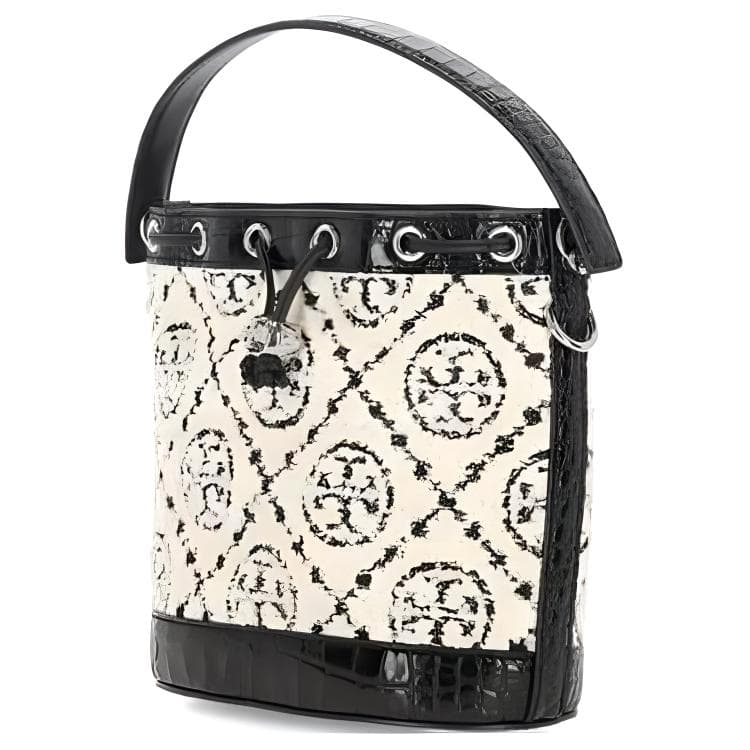 Сумка Tory Burch T Monogram Drawstring Bucket Bag Black - изображение 3
