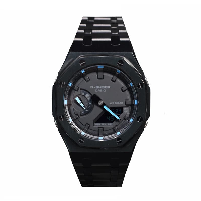 Часы Casio GA-2100-1A1 Mod Black Steel Blue - изображение 1