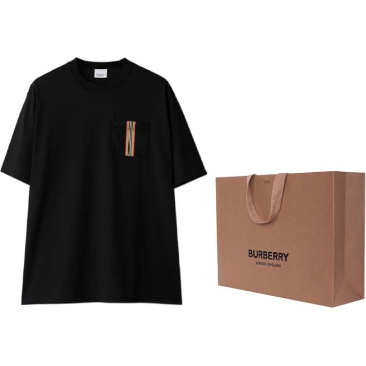 Футболка Burberry SS24 Striped Applique Crewneck T-Shirt Black - изображение 5