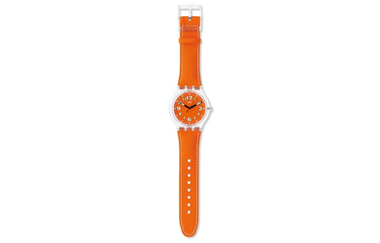 Часы Swatch Квартц Механизм 30 м Водонепроницаемые Унисекс Часы 44 мм Оранжевый Циферблат Часы Пластиковый Корпус Часов - изображение 2