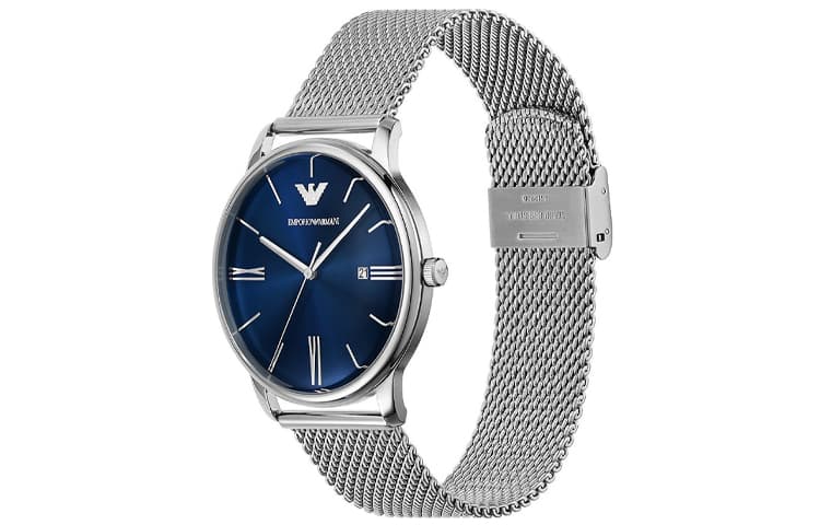 Механические часы EMPORIO ARMANI Часы с ремешком на запястье кварцевый механизм нержавеющая сталь шнуровка 42 мм синий циферблат - изображение 3