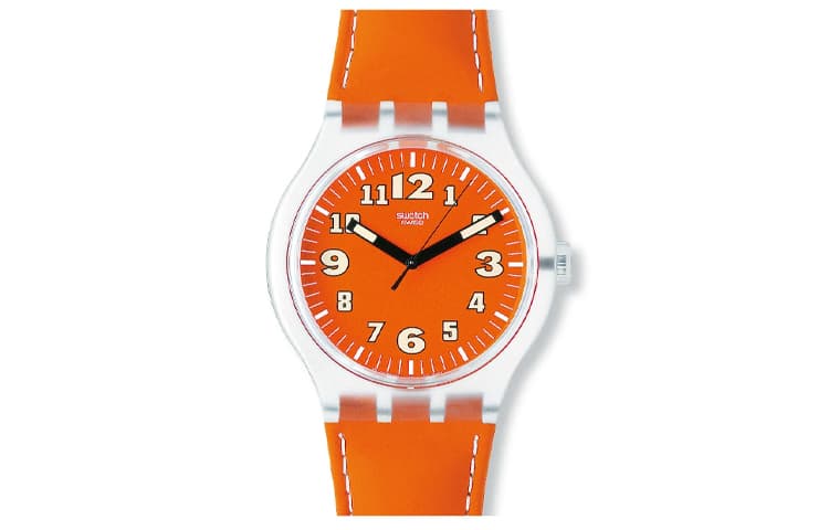 Часы Swatch Квартц Механизм 30 м Водонепроницаемые Унисекс Часы 44 мм Оранжевый Циферблат Часы Пластиковый Корпус Часов - изображение 1