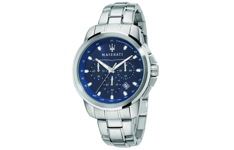 Механические часы Maserati Quartz механизм 50 м Водонепроницаемые Мужские часы Часы 44 мм Синий циферблат Корпус из нержавеющей стали - изображение 1