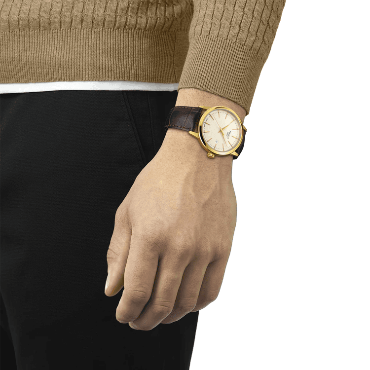 Часы Tissot Classic Collection Кварцевый механизм 50 м Водонепроницаемые Мужские часы Часы 42 мм Бежевый циферблат часов - изображение 5