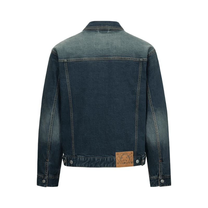 Джинсовая куртка EVISU Джинсовая Куртка Мужская Джинсовая Синяя - изображение 2