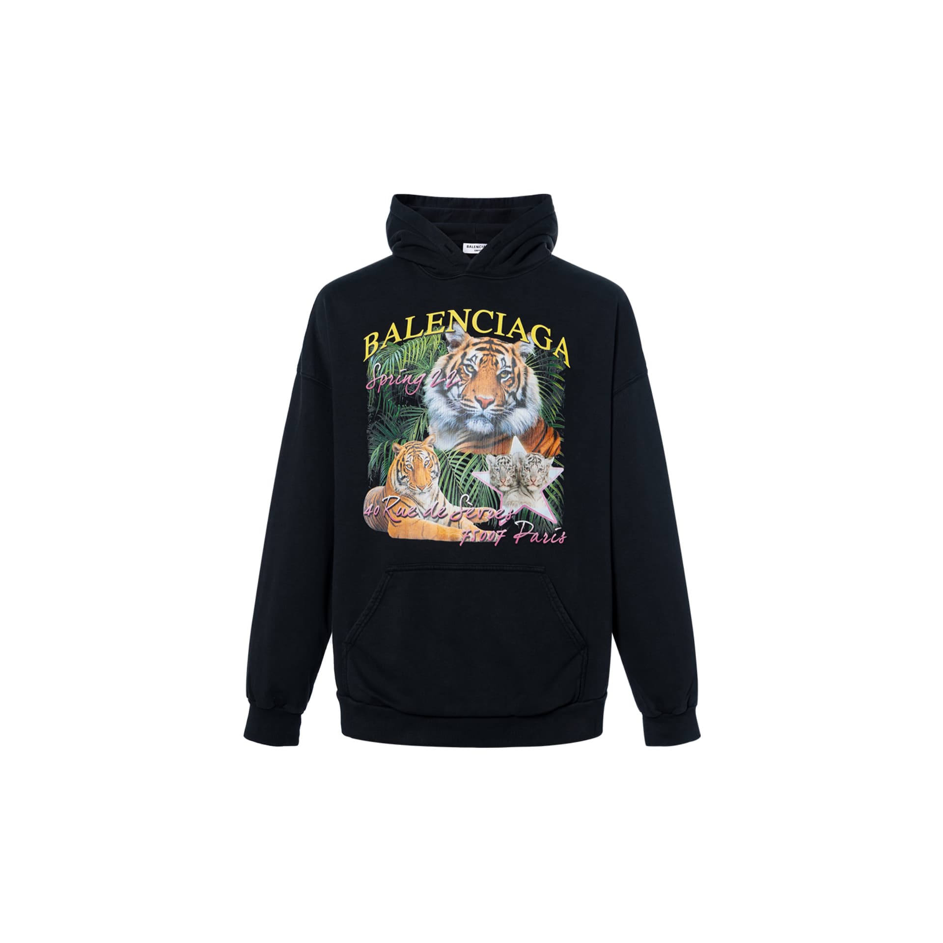 Худи Balenciaga SS22 Tiger Logo Hoodie Black - изображение 2
