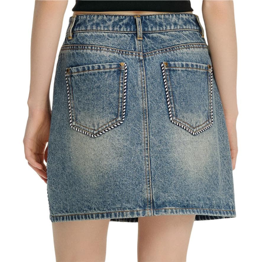 KARL LAGERFELD / Karl Lagerfeld Jeans Уличная Мода Городской Стиль Премиум Джинсовая Короткая Юбка С Потертостями И Карманами На Молнии Женская Синий - изображение 2
