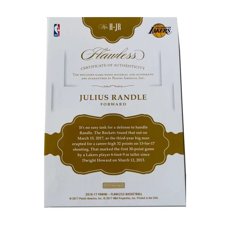 Коллекционные карточки PANINI 16 17 Лейкерс Randle Настольный Фирменный Джерси Патч JULIUS Randle Баскетбольная Карта Карта Товар Access - изображение 2