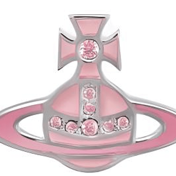 Серьги Серьги-гвоздики Vivienne Westwood из латунь с розовой керамической эмалью женские серебряные розовые - изображение 3
