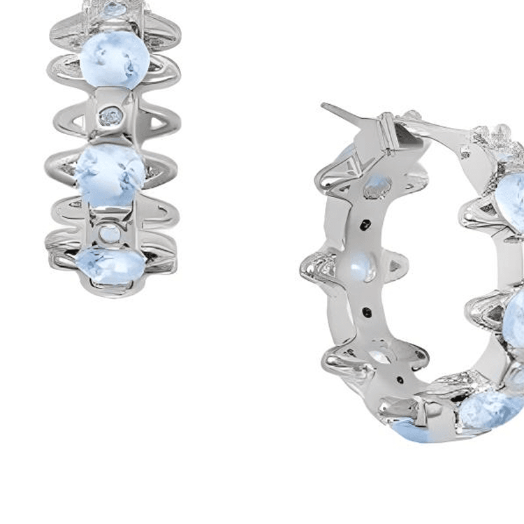 Серьги Vivienne Westwood Warwick Warwick кольцевые серьги с бриллиантами Saturn, латунь, синий бриллиант/серебристый - изображение 3