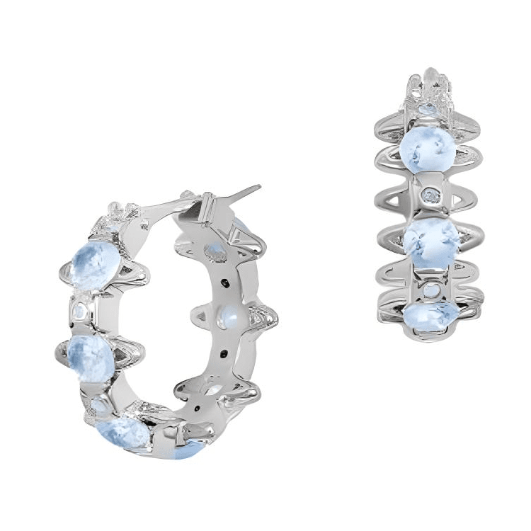 Серьги Vivienne Westwood Warwick Warwick кольцевые серьги с бриллиантами Saturn, латунь, синий бриллиант/серебристый - изображение 2