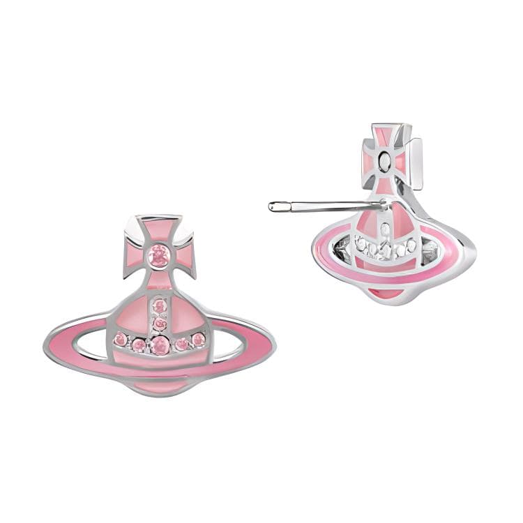 Серьги Серьги-гвоздики Vivienne Westwood из латунь с розовой керамической эмалью женские серебряные розовые - изображение 2