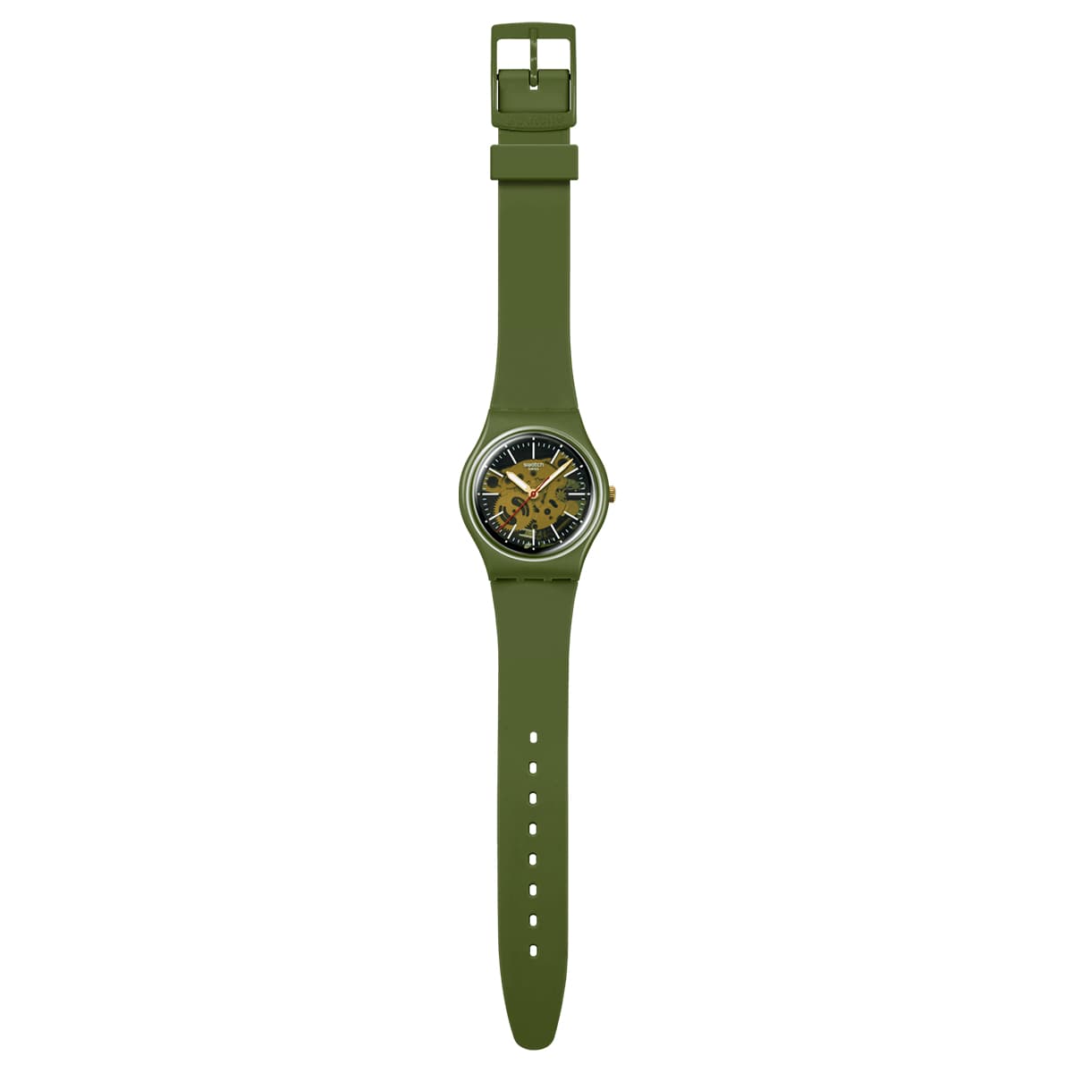 Часы Swatch Quartz Механизм Мужские часы Циферблат Зеленый Био-основанный материал Корпус часов - изображение 2