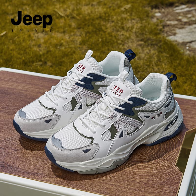 Кроссовки JEEP SPIRIT Амортизация Устойчивый к истиранию Дышащий Низкий Верх Массивные кроссовки Мужские Полярный Белый - изображение 7