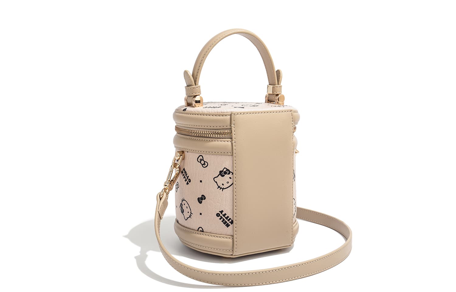 Сумка Sanrio Hello Kitty PU (полиуретан) Сумка через плечо Цилиндрическая сумка Сумки Женские Белый Коричневый Черный - изображение 4