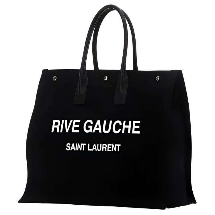 Сумка Saint Laurent YSL Logo Cotton Tote Large Black - изображение 2