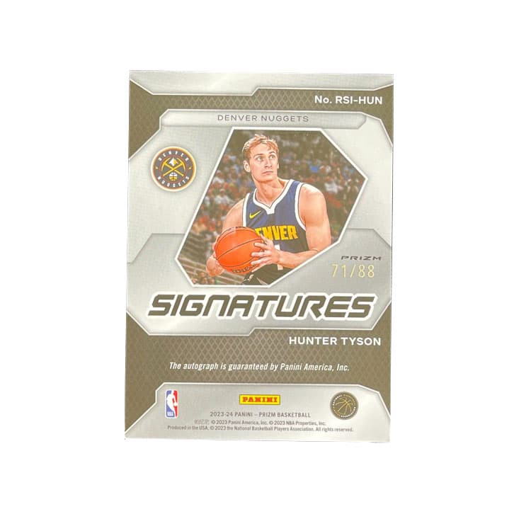 Коллекционные карточки PANINI 2023 24 Рекон Нуггетс Хантер Тайсон Новые Звезды Rc Красный Круг Автограф Карта - изображение 2