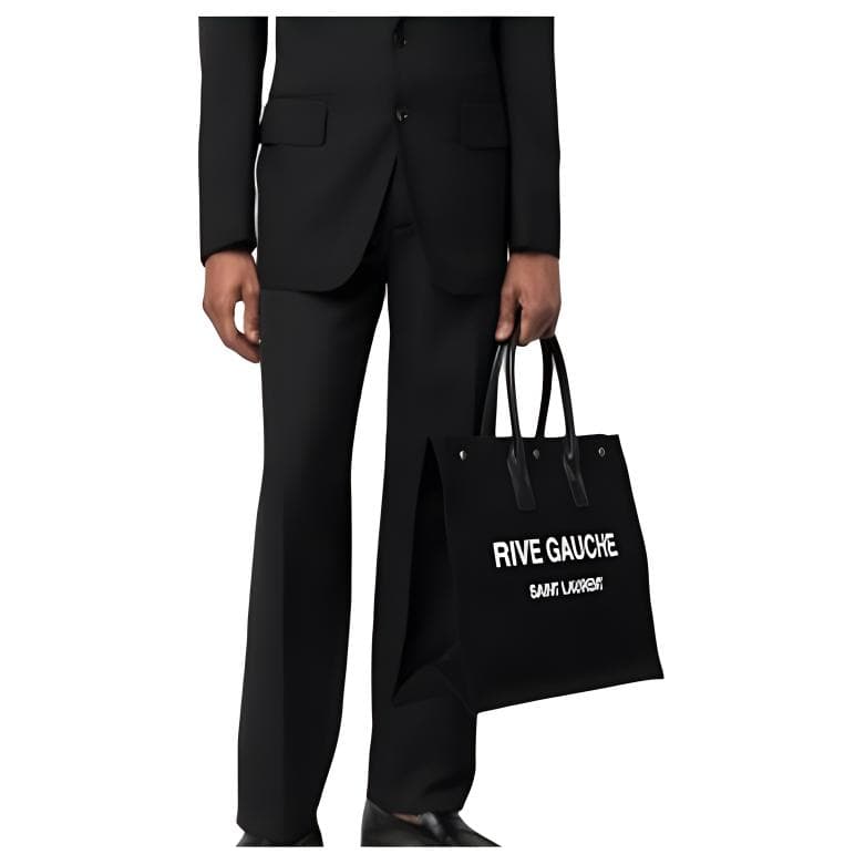 Сумка Saint Laurent YSL Logo Cotton Tote Large Black - изображение 5