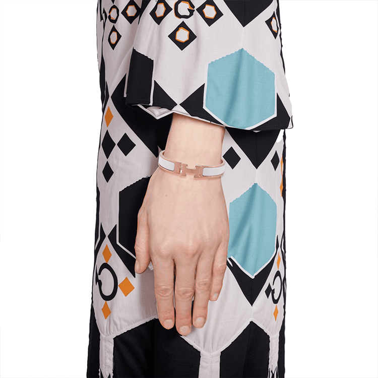 Браслет Hermes Clic H Bracelet White/Rose Gold - изображение 4