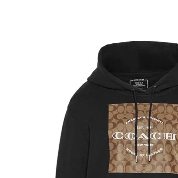Худи COACH Logo Print Pullover Black - изображение 5