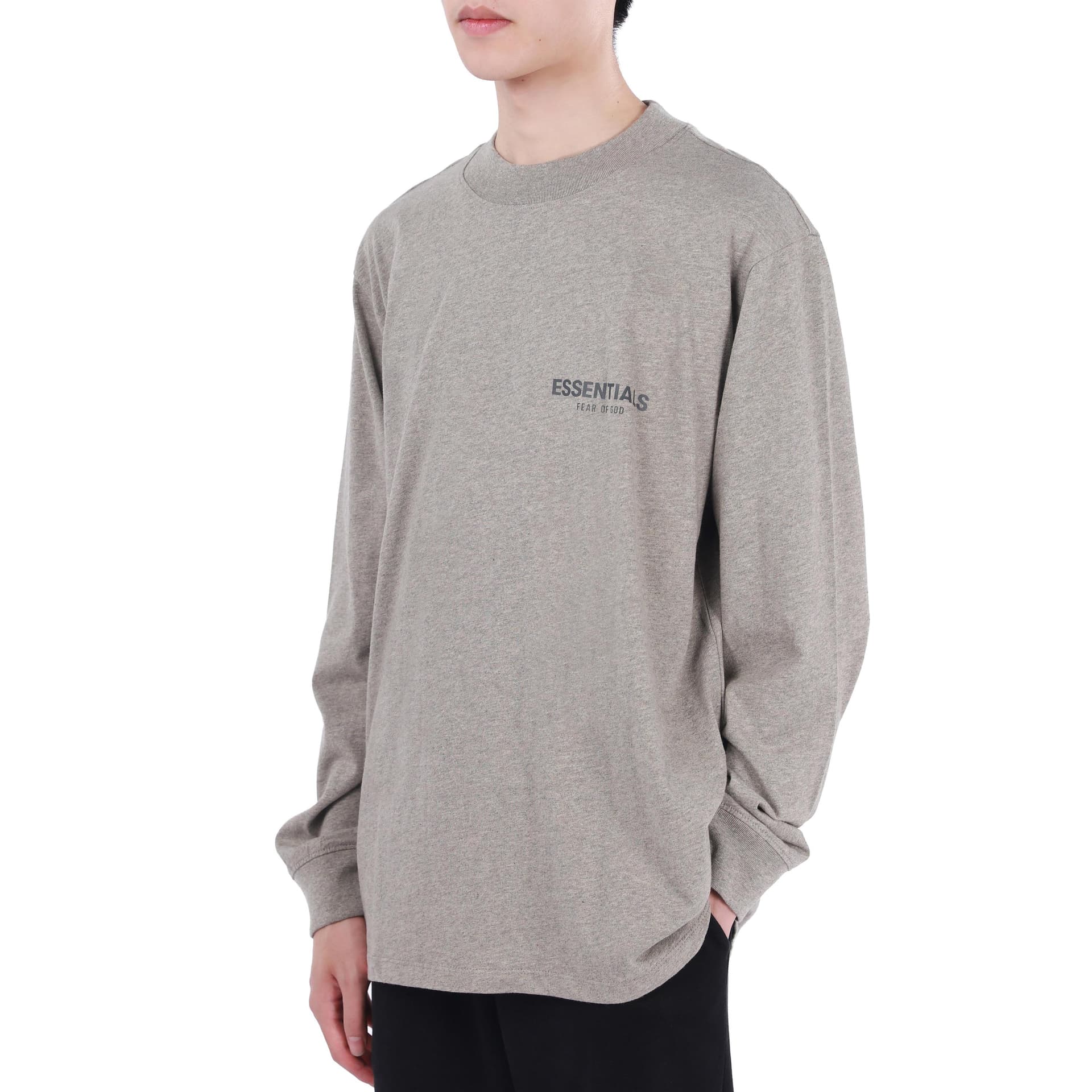 Футболка Fear of God Essentials FW21 Ls Tee Dark Heather Oatmeal LogoT - изображение 3