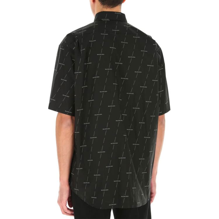Рубашка Balenciaga SS21 Logo Short Sleeve Shirt Black - изображение 4