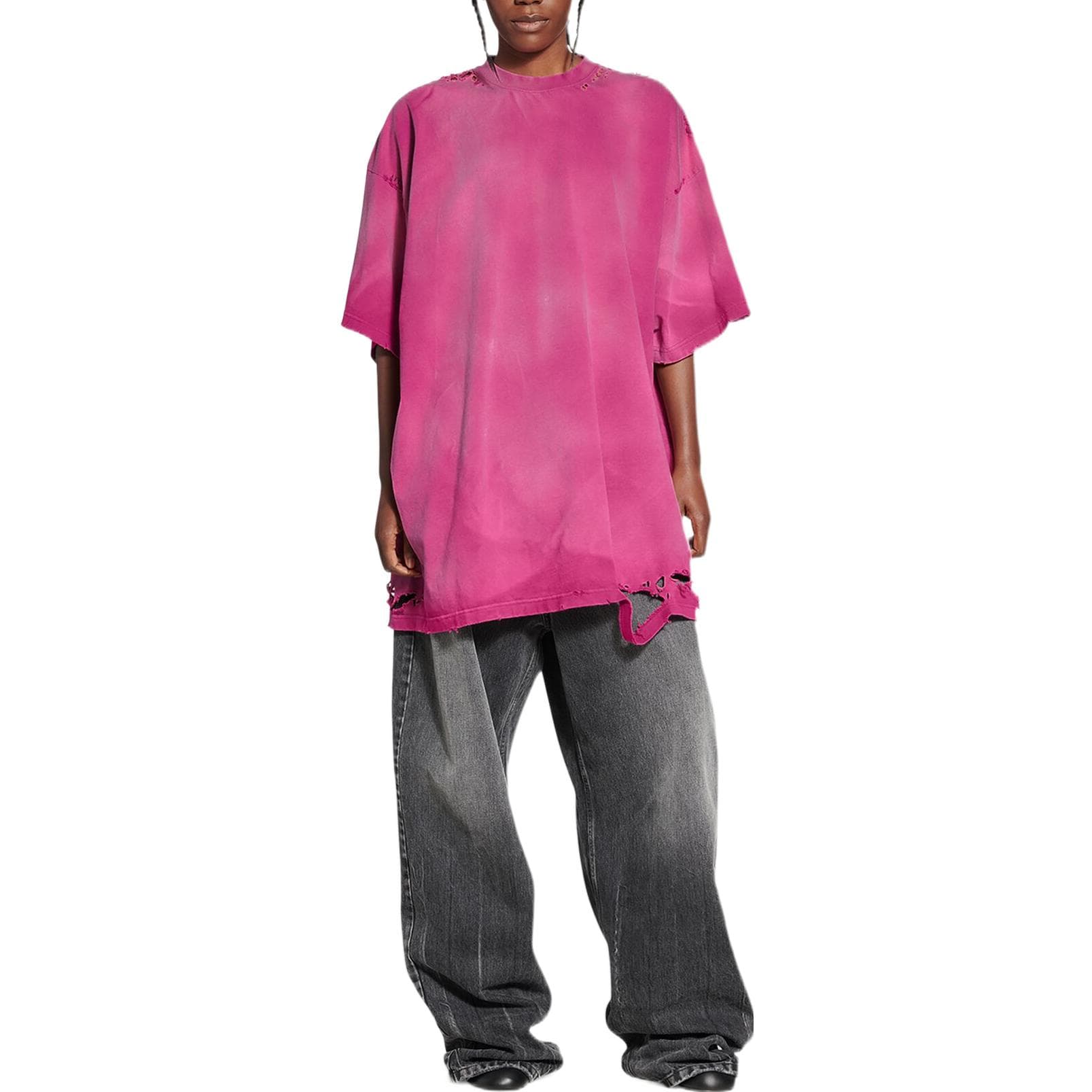 Футболка Balenciaga FW22 Repaired Logo T-Shirt Pink - изображение 3