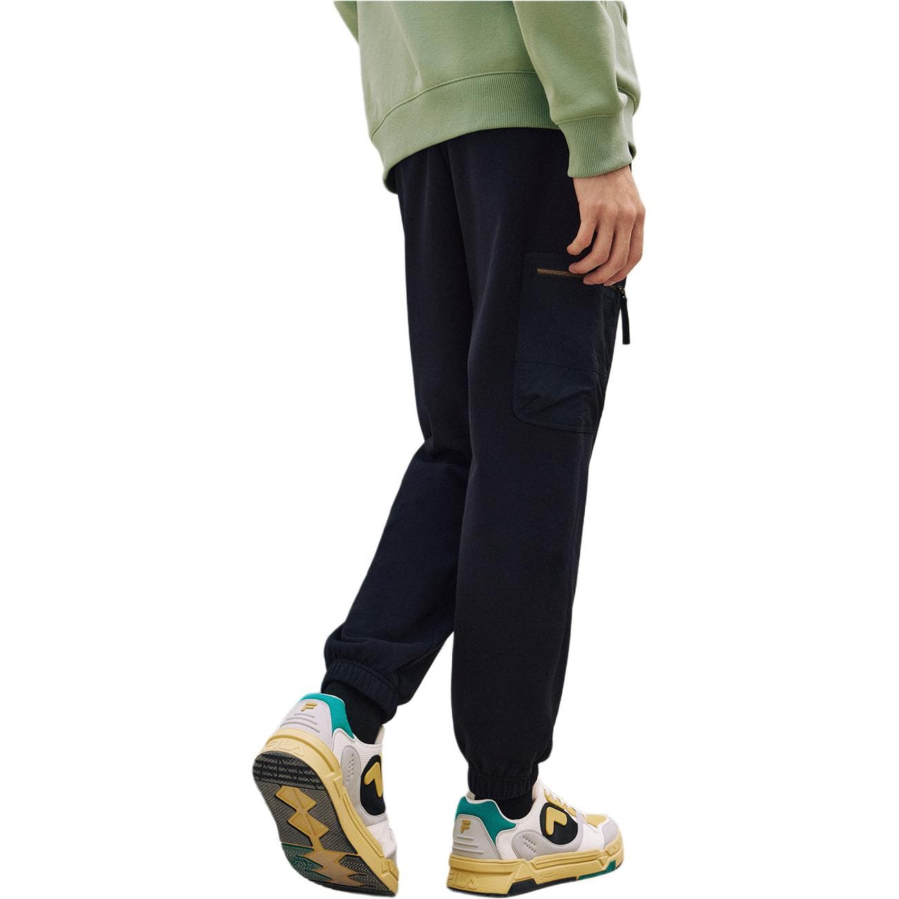 Штаны FILA FUSION FILA FUSION X Вязаные тренировочные брюки мужские черные - изображение 4