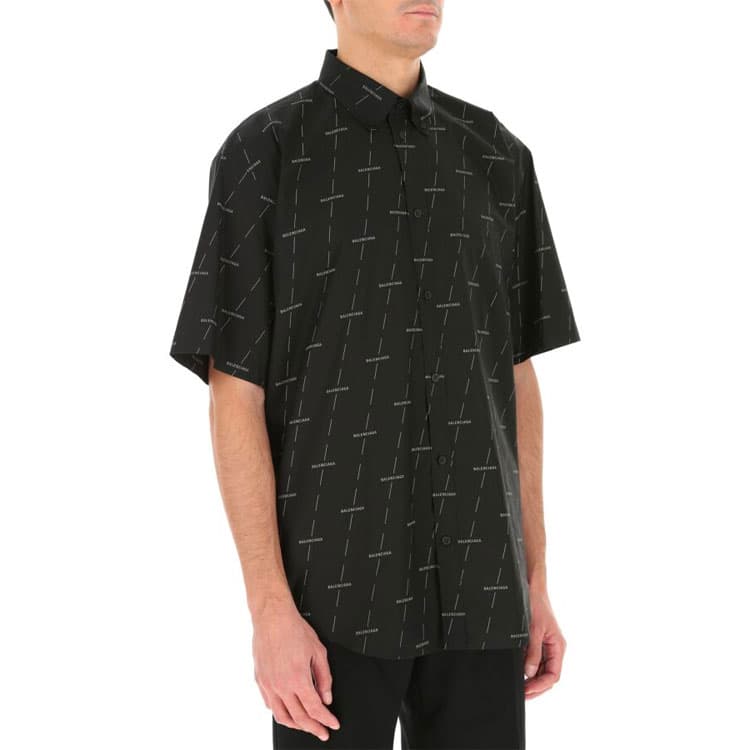 Рубашка Balenciaga SS21 Logo Short Sleeve Shirt Black - изображение 5