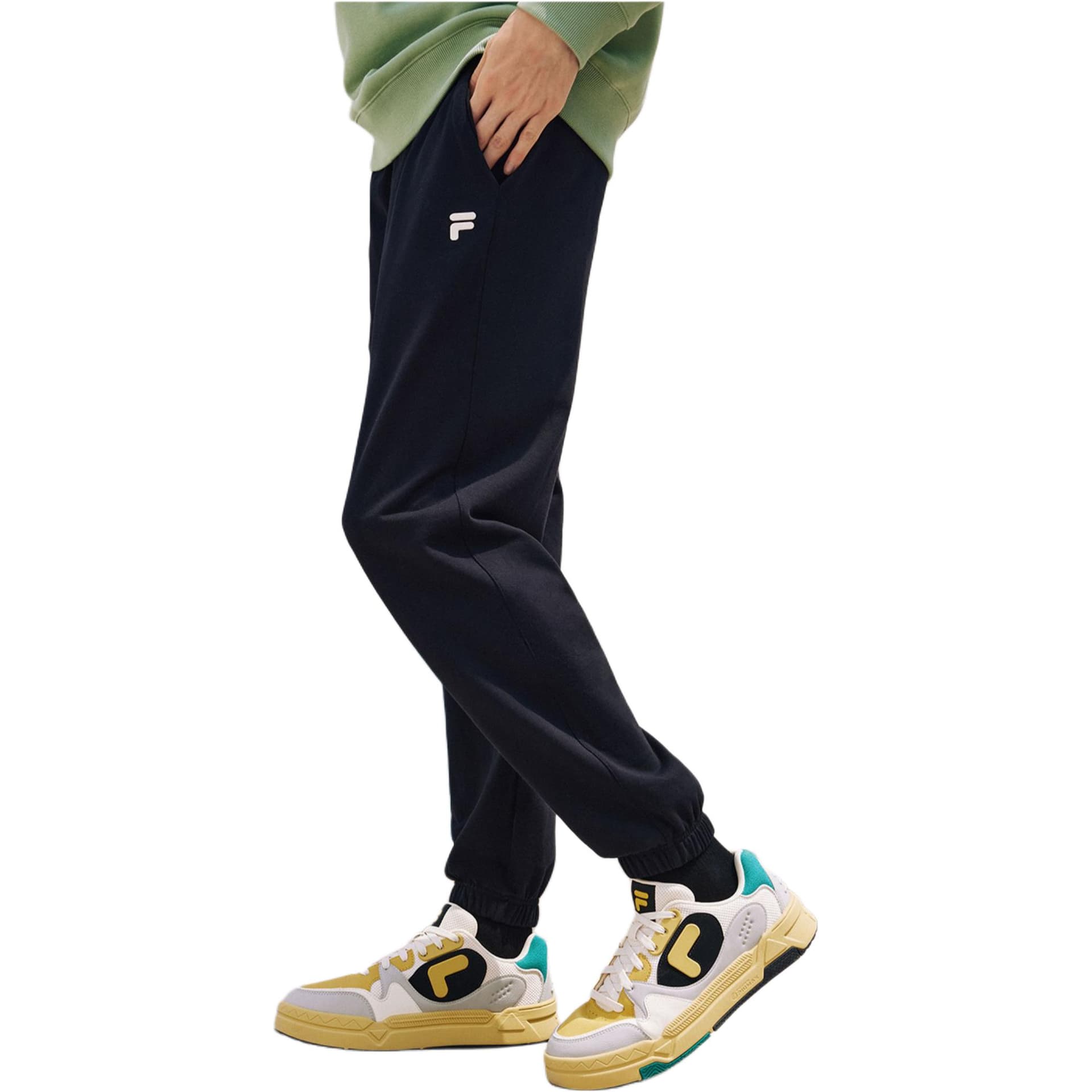 Штаны FILA FUSION FILA FUSION X Вязаные тренировочные брюки мужские черные - изображение 3