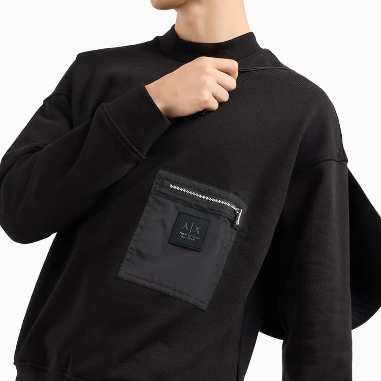 Худи ARMANI EXCHANGE FW24 Толстовка с логотипом Мужская Черная - изображение 5