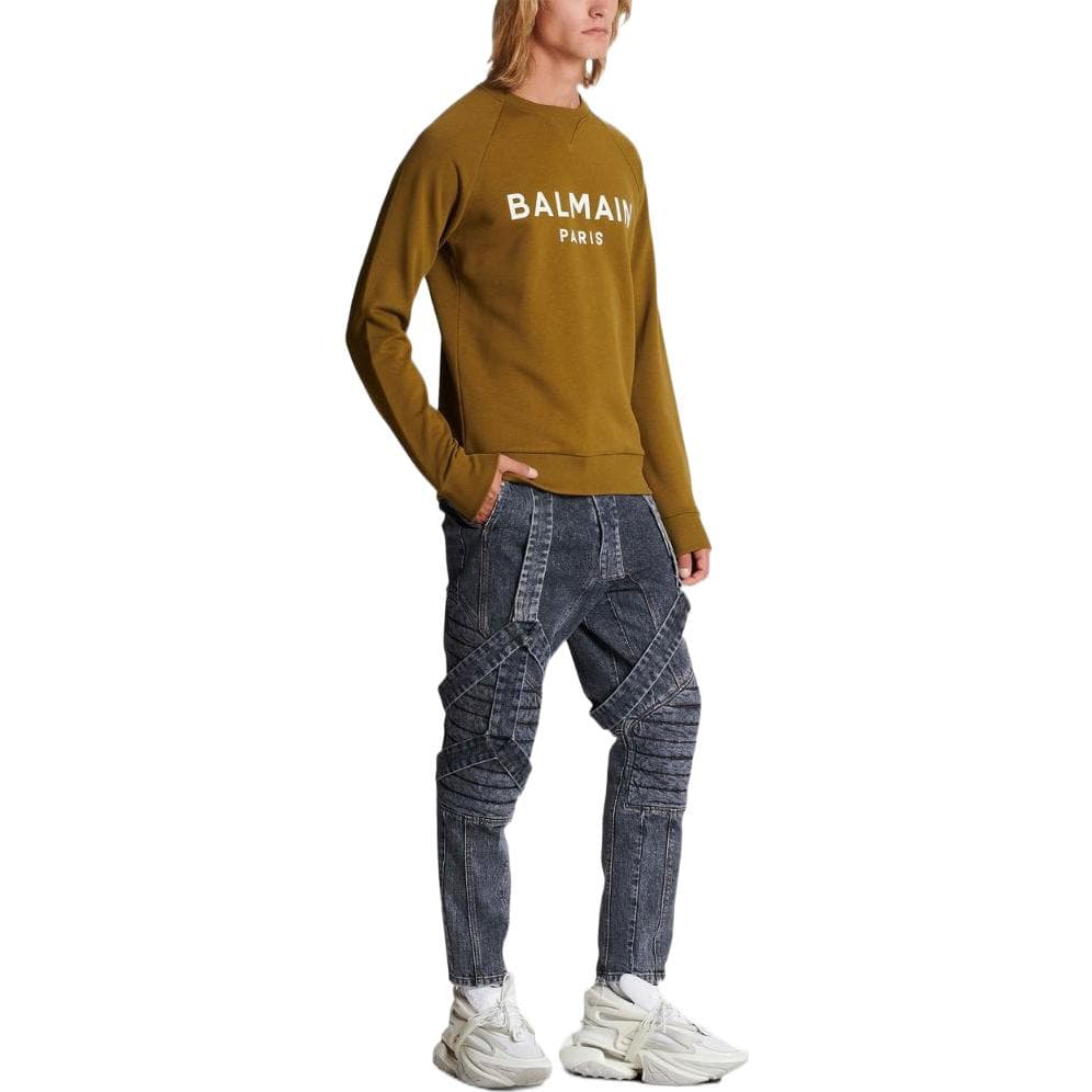 Кофта Balmain FW22 Logo Crewneck Sweatshirt Brown — фото 4