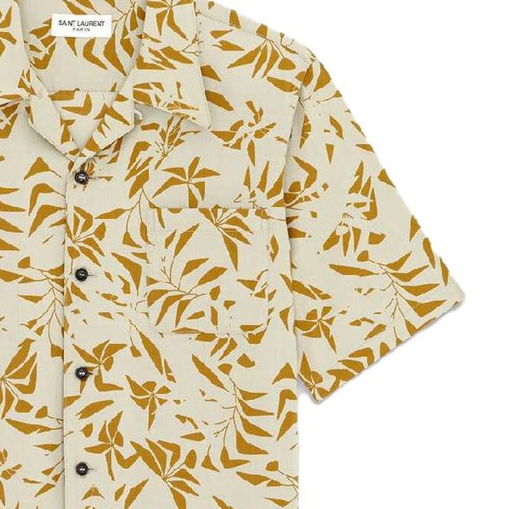 Рубашка Saint Laurent SS23 Palm Tree Print Short Sleeve Shirt Beige — фото 4