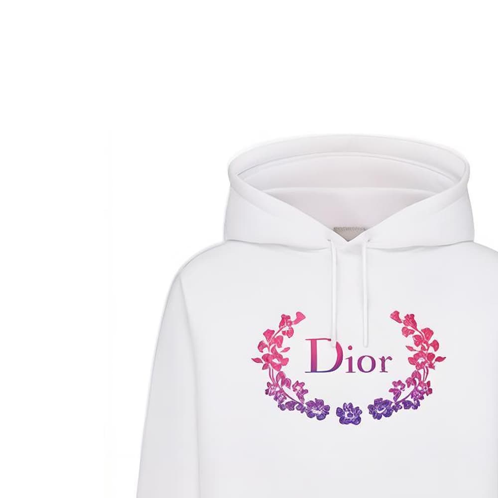 Худи Dior SS22 Logo Embroidered Hoodie White - изображение 6