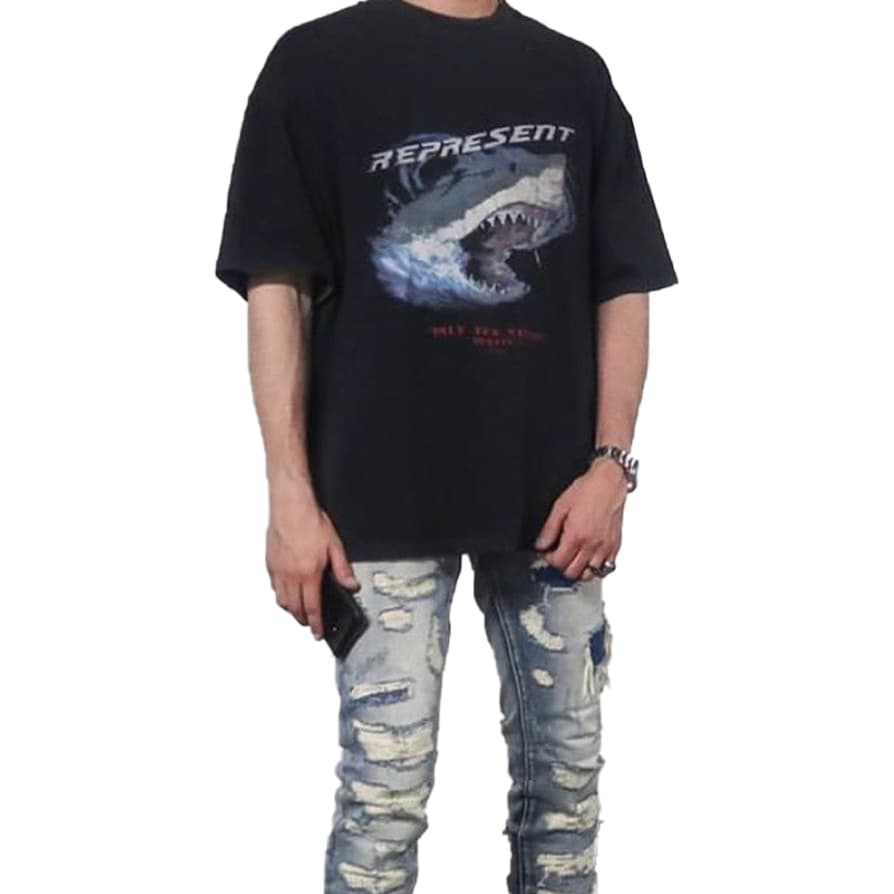 Футболка REPRESENT Retro Shark Logo T-Shirt Black - изображение 3